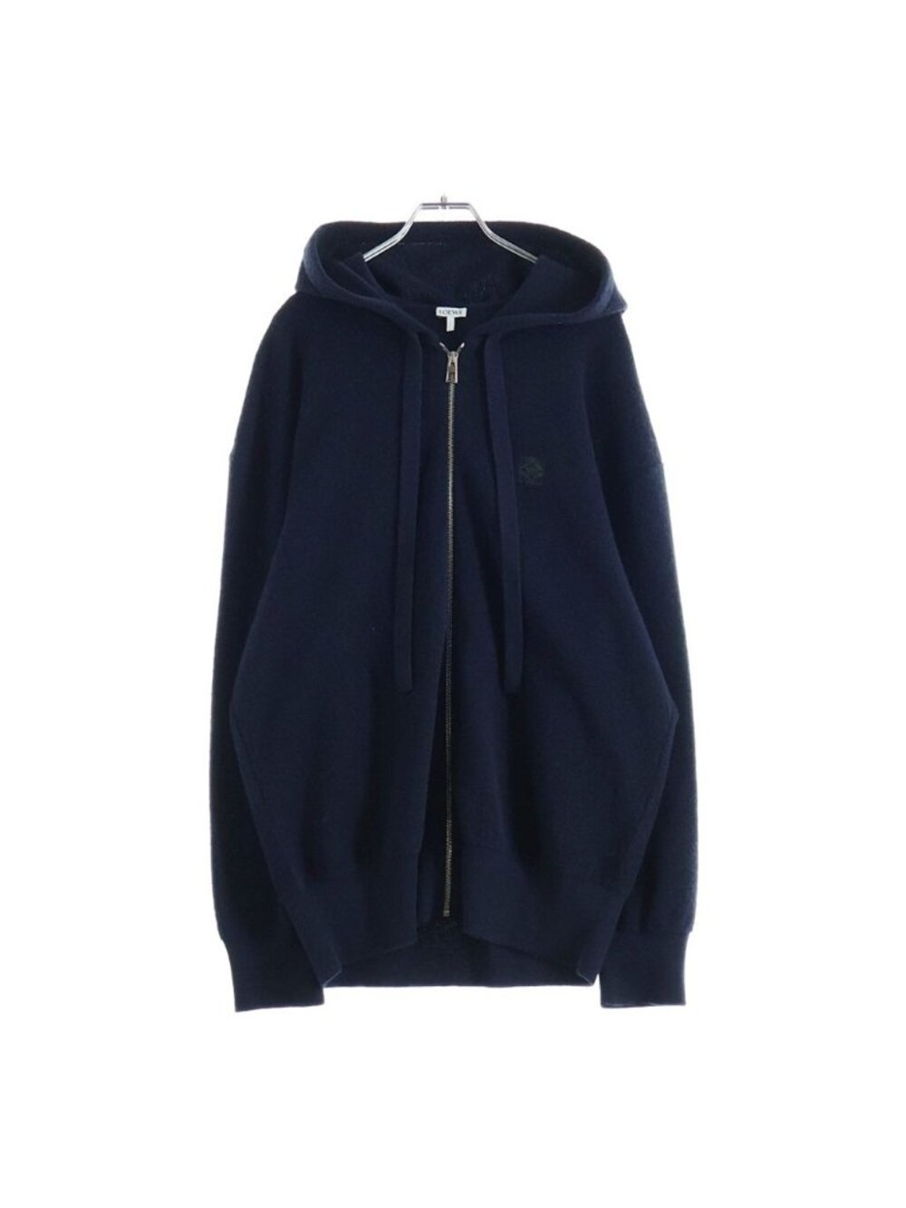 Loewe Anagram Zip Up Hoodie Navy Polyester